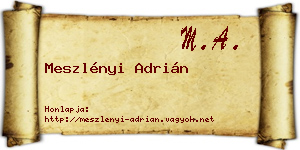 Meszlényi Adrián névjegykártya